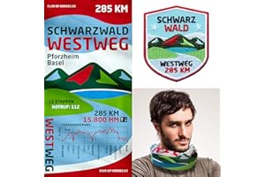 Patch-Set (Westweg Schwarzwald) 1 Abzeichen gestickt + 1 Multifunktionstuch aus weicher Mikrofaser/Applikation Patches Aufbügler Aufnäher/Halstuch Kopftuch Schal/Club of Heroes