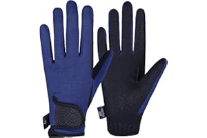 AF EQUESTRIAN AFE - Guantes de equitación para mujer, piel sintética, tela elástica, color azul marino