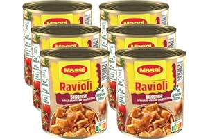 MAGGI Ravioli Bolognese, leckeres Fertiggericht mit würzigem Fleisch, für Topf & Mikrowelle, ideales Festival-Essen, 6er Pack (6 x 800g)