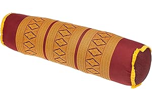 Handelsturm Thaikissen Nackenrolle 50x13 mit Füllung aus Kapok Yoga Bolster Yogakissen Rolle Feste Kissenrolle (Thaimuster Orientrot-Gold)
