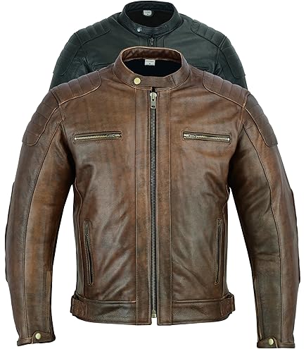 Texpeed Mens Leather Motorcycle Jacket - Touring Motorbike