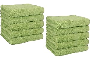 Betz Lot de 10 Serviettes débarbouillettes lavettes Taille 30x30 cm en 100% Coton Premium (Vert Avocat)