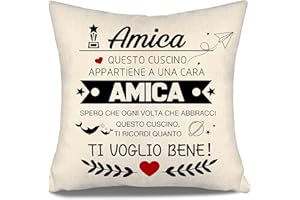 AOSUMIN Questo Cuscino appartiene a una cara amica Spero che ogni volta che abbracci questo cuscino ti ricordi quanto ti voglio bene Copricuscino per amica donna Donne Ragazze Compleanno Regalo di Natale