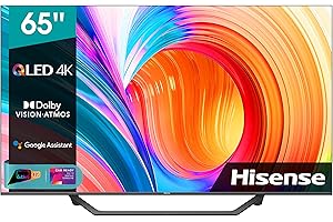 Hisense 65" QLED 4K 65A78GQ, Quantum Dot, Smart TV VIDAA, HDR Dolby Vision, Audio Dolby Atmos, Controlli vocali Alexa, Google Assistant, Tuner DVB-T2/S2 HEVC 10, Nero