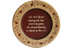 CVHOMEDECO. Primitive Vintage Dance in The Rain Wood Decorative Plate Display Wooden Plate Home Décor Art, 9.75 Inch