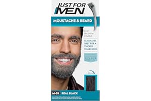 Just For Men Farba do Brody i Wąsów w Kolorze Czarnym, Eliminuje Siwe Włosy i Zapewnia Grubszy i Pełniejszy Wygląd, M55