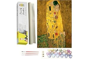 DONELTON Dipingi con i numeri Gustav Klimt - Dipingi con i numeri con pennelli e colori brillanti - Tela con numeri disegnati facile da dipingere