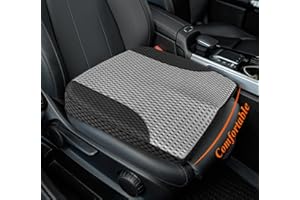 kingphenix Autositzkissen aus Memory Foam – Erhöht die Sitzhöhe, lindert Rückenschmerzen – Ideal für Auto, LKW und Bürostuhl (4D-Mesh Grau & Schwarz)