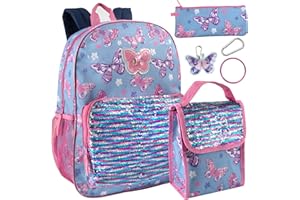 Trail maker Boy's 6 in 1 Backpack Set with Lunch Bag, Pencil Case, Ruler, Clip, and Wristlet Keychain