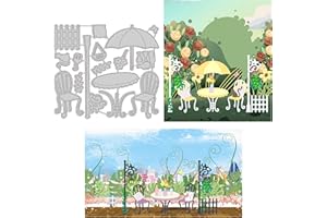 GLOBLELAND Gartentisch Stanzformen Metall Gartenstuhl Prägeschablonen Stanzformen für Papierkartenherstellung Dekoration DIY Scrapbooking Album Basteldekoration