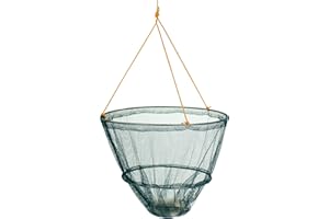 Hillington Set of 2 Crab Drop Nets with Bait Clip and Rope - Weighted Crab Fishing Nets Great Holiday Fun – Features Secure Spring Bait Clip in the Base 10m of Rot-Proof Rope Line