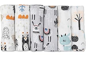 Langes Bébé - En Mousseline De Coton (Lot de 6) - MADE IN EU - Lange Bebe 70 x 80 cm - Super doux et agréable - Les Langes Bébé -Gris - Fensilo