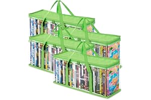STOCK YOUR HOME ock Your Home DVD Storage Bags (Set of 4) Media Organizer Bag for DVDs, CDs, Blu-Ray Disc, Film Cases, VHS Box, Video Game Disks, Clear Plastic Holders with Carry Handles and