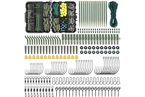 SHADDOCK Kit de 246 piezas para hacer aparejos de pesca de carpas, incluye ganchos sin rebaba, giratorios, clips de seguridad, mangas de tubo de goma, varios accesorios para aparejos de carpa