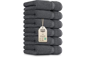 Utopia Towels - Lot de 6 Essuie Mains de Qualité Supérieure, (41 x 71 CM) 100% Coton filé, Ultra Doux et très Absorbant pour la Salle de Bain, Le Gymnase, la Douche, l'hôtel et Le Spa (Gris)
