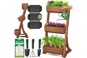 KESSER® Podwyższona grządka, skrzynka na kwiaty, schodki na rośliny, grządka na warzywa, zioła, inspekt, skrzynka na kwiaty, skrzynka na rośliny, w zestawie z włókniną ogrodową, na taras, balkon i do ogrodu