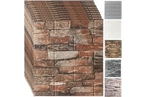 Trafagala 10Pcs 3D Red Brick Wallpaper Wall Panels 35X38 cm Brick Effect Wallpaper Foam DIY Wall Adornment Waterproof Self Adhesive Thicken Wall Stickers for Kitchen Kids Room Living Room Bedroom