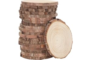 Kurtzy 20 Tronchi Decorativi Cerchi Tondo Grezzi - Dischi Legno 13-15 cm - Dischi Grezzo Con Corteccia Effetto Liscio - Fette di Legno Fai Da Te per Natale, Decorazioni