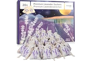 ‎INOVIDA Lavendel Duftsäckchen Kleiderschrank: 20x Echter Lavendel getrocknet – Mottenschutz für Kleiderschrank – Duft für Kleiderschrank, Auto Duft und Raumduft – Schrank Duft – Inovida Stoff Lavendelsäckchen