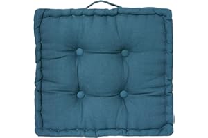 TIENDA EURASIA - Cojines para Sillas de Terraza | Cojín de Suelo Acolchado de Algodón con Asa | Medida 40 x 40 x 8 cm | Ideal para Sillas, Bancos, Palets, Suelo. (Azul)