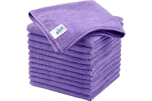 MR.SIGA Strykfri Mikrofiberduk, 12-pack | Allround Mikrofiberduk, Högabsorberande, Återanvändbar Hushållsrengöring, Lila, 32x