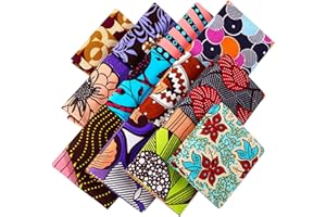 TATUO 12 Pezzi Tessuto con Stampa Africana Tessuto Africano Tagliato a Misura per Cucire Copertura del Viso, Progetti Artigianali e Lavori di Patch Fai-da-Te, 19,5 x 15,7 Pollici/ 50 x 40 cm