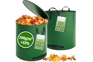 TTL Garden 2 sacchi da giardino Super Solid, 272 l, con coperchio verde, doppio fondo, 2 x 200 g/m², extra stabili e antistrappo, autoportanti, 4 manici, set da 2 sacchi per foglie, siepe, rifiuti da