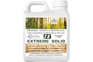 FARBMANUFAKTUR CONTURA NUR DAS BESTE FÜR IHR HOLZ 2K Parkettlack Seidenmatt Parkettsiegel Treppensiegel Treppenlack Fußbodenlack Dielenlack Contura Zweikomponenten Lack Klarlack farblos (1 Liter)