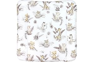 TupTam Matelas à Langer à Motifs pour Bebe Filles et Garçons, Lion/Feuilles/Beige, 70 x 60 cm