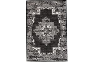 RugVista Vintage Vega, Alfombra Moderna, Pelo Corto, 160 x 230 cm, Rectangular, Calidad cert. Oeko-Tex Standard 100, Polipropileno, Pasillo, Dormitorio, Cocina, Salón, Comedor, Despacho, Carbón