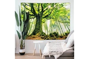 Fullfun Green Forest Tapestry Wall Hanging, 3D Print Natural Tree Landscape Aesthetic Tapestry for Bedroom Living Room, Dorm & Room Decor 150 cm x 200 cm(60 x 80 inch)