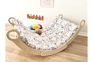 My Photostation.com Montessori Set di 2 Pezzi Arco e Cuscino Arrampicata in Legno Arco Arrampicata Arco Pikler, Set Triangolo per Bambini Cuscino Arrampicata