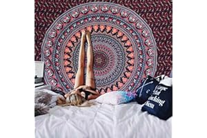 Alishomtll - Arazzo da parete con mandala, in stile bohémien, tappezzeria da yoga, effetto psichedelico, grande telo decorativo, 210 x 150 cm