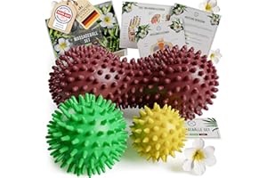 ‎HELDSON HELDSON® Premium Massageball 3er Set inkl. Peanut ball - Igelball Fußmassage hart - Noppenball - Igelbälle klein - Faszienball Rücken - Massage Ball Faszien - Massageball Fuß - Stachelball Noppen