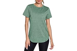 Crewhpo Maglietta Sportiva Donna Traspirante Maglia Palestra Maniche Corte Top Sportivo Fitness Girocollo Magliette Tecniche Asciugatura Rapida T Shirt Trekking per Yoga Tennis Golf Jogging S-XXL