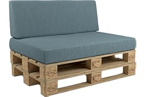 POKAR Palettenkissen Palettenauflagen mit abnehmbarem Bezug Palettenmöbel Palettensofa 2er Set: Sitzkissen 120x80 + Rückenlehne 120x40, Blau
