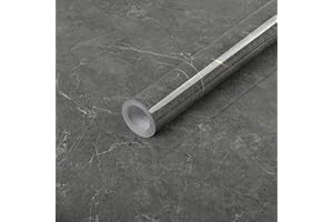 Hode Folie Adesivo Mobili Grigio Marmo Folie Cucina, 40cmx6m Auto-Adesivo, Fensterbank Folie für Küchenschranke Piano Cucina