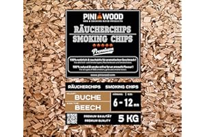 PINI Copeaux de fumage 5 kg de copeaux de fumage en hêtre 6-12 mm Copeaux de fumage 18 l