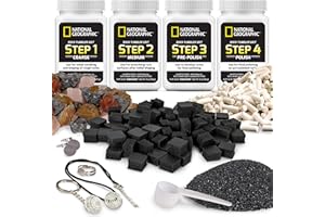 National Geographic Méga Pack de Recharge Le Culbutage de Roche – Composé de Grains pour Les 4 Étapes de Culbutage, Granulés de Céramique, Polissage, 1,36 kg de Roches Provenant de Madagascar
