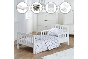 ELEGANT BABY Kinder Valley Complete Premium 7 Piece Toddler Bed Bundle with Pocket Sprung Mattress and Safari Friends Bedding Set | Junior Bed And Kids Bed