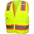 Large , Lime : Pyramex RVZ2410L Lumen X Class 2 Surveyor's Safety Vest with 8 Pockets, Large, Hi-Vis Lime