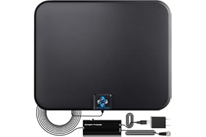 U MUST HAVE Amplified HD Digital TV Antenna Long 250+ Miles Range - Support 4K 1080p Fire tv Stick and All Older TV's - Indoor Smart Switch Amplifier Signal Booster - 18ft Coax HDTV Cable/AC Adapter