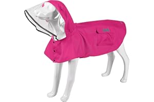 MAMORE Waterproof Dog Raincoat, Adjustable Reflective Lightweight Pet Rain Clothes with Poncho Hood (Small, Dark Pink)