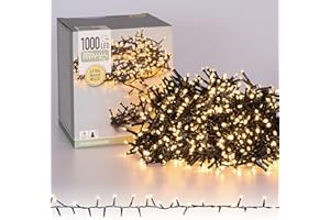 ‎ECD GERMANY ECD Germany LED Cluster Lichterkette 20m Länge, 1000 LEDs Extra Warmweiß, 3m Stromkabel, IP44, Clusterlichterkette Büschellichterkette für Weihnachten Weihnachtsbaum Weihnachtsbeleuchtung, Innen/Außen