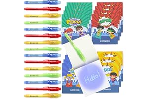BONNYCO Stylo Encre Invisible et Carnet de Notes, Pack 16 Super Heros Petits Cadeaux Anniversaire Super Heros Garcon, Fille. Cadeau Anniversaire Enfants Invités, Jouet Pinata. Pochette Surprise Élèves