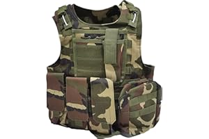 MERCIYD Gilet tactique militaire extérieur, gilet de jeu sur le terrain, équipement de protection de paintball, gilet de protection pour pistolet à air comprimé, adapté à la chasse en plein air,