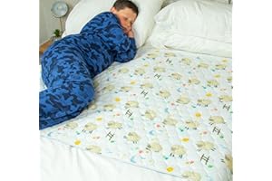 Bedwetz Potty Training Bed Pads | 100% Waterproof Mattress Protector | Bedwetting Sheets, size fits Double Beds | Non Slip Mat with Side Wing Tucks | UK Brand | Lamb