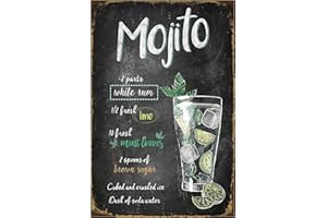 BA Market Vintage Blechschild Mojito 20 x 30 cm Wandschild für Café Bar Home Retro Nostalgie Premium Metallschild Cocktail Löcher für Wandbefestigung (Mojito)
