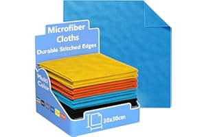 REXO Microfibre Cleaning Cloth - Pack of 50, Premium Reusable, Multi-Surface, Lint Free Cleaning Cloths - Stitched Edges, Ultra Absorbent, Soft, Durable for Kitchen, Car & More (Multicolour, 30x30 cm)