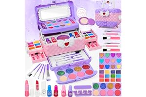 FHNSEL Kinderschminke Schminkkoffer Mädchen Schminke Spielzeug, 54 PCS Waschbar Schminke Kinder Make Up Set Mädchen Spielzeug,Geburtstags Geschenke Spielzeug für ab 3 4 5 6 7 8 9 10 11 12 Jahre Mädchen